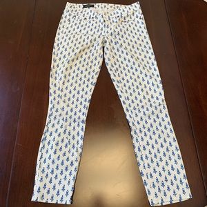 Jcrew fleur de lis print toothpick pants, 27